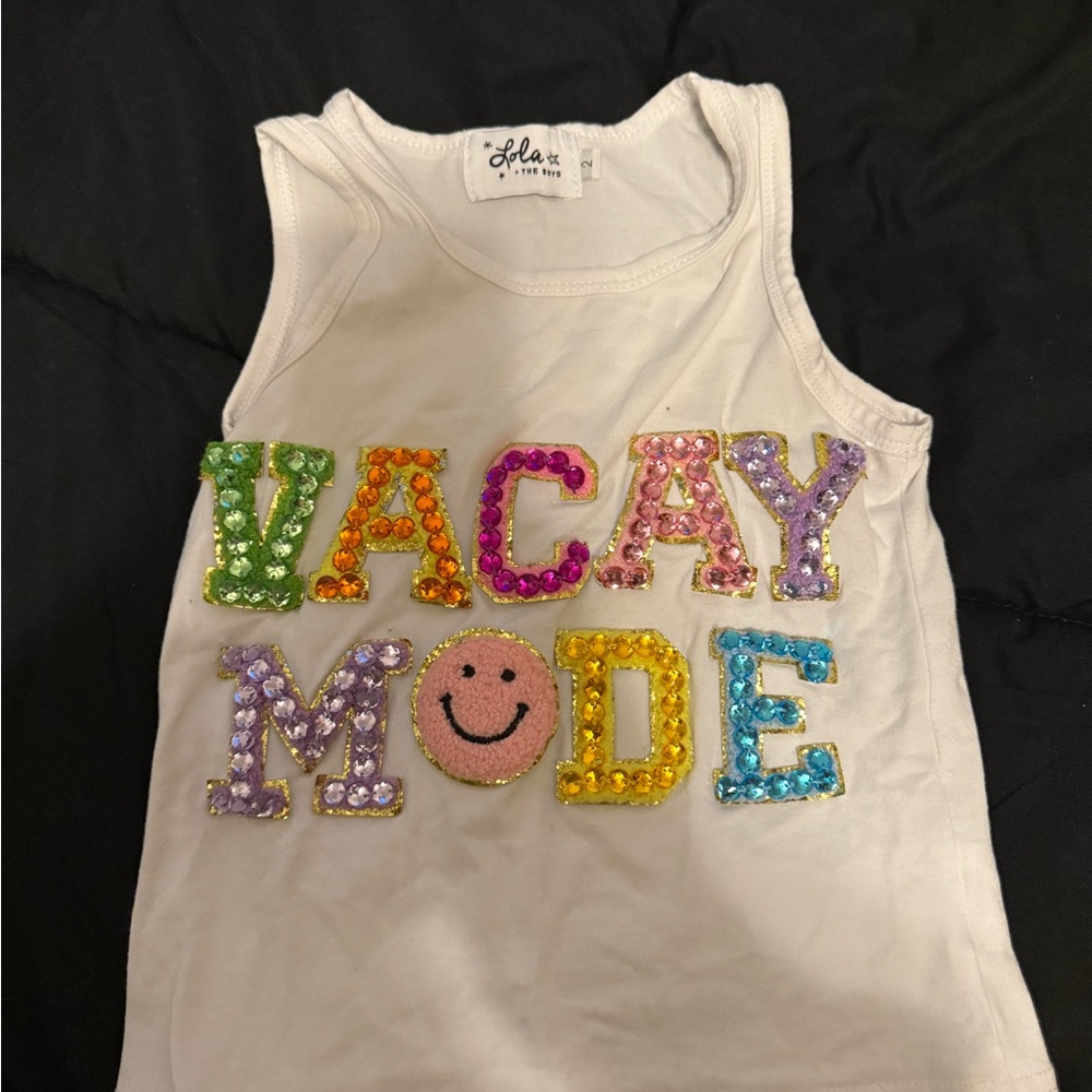 Lola Kids White 'Vacay Mode' Tank Top
